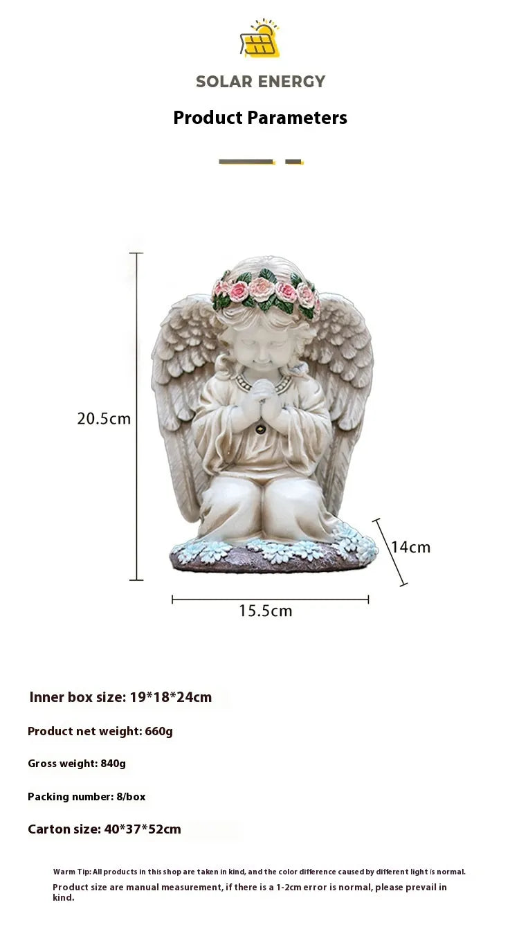 Resin Prayer Angel Solar Energy Outdoor Yard Lamp – Busting Finds